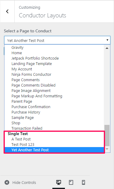 Conductor content layout custom post type support